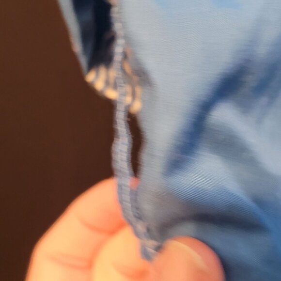 Vintage Pajama Top Pleetway Mens Blue White Trim Long Sleeve Zeus Loungearounds - Picture 6 of 9